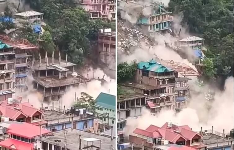 Watch: Mountain broke again in Himachal, many houses destroyed, video of accident surfaced હિમાચલમાં ફરી પહાડ તૂટ્યો, પત્તાના મહેલની જે અનેક મકાનો ધરાશાયી, સામે આવ્યો અકસ્માતનો Video