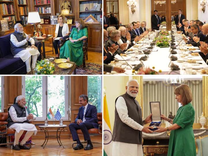 PM Modi interacted with his Greek counterpart PM Kyriakos Mitsotakis on several matters such as defence, security, infrastructure, agriculture, skills, and more. Here is a look at the meeting: