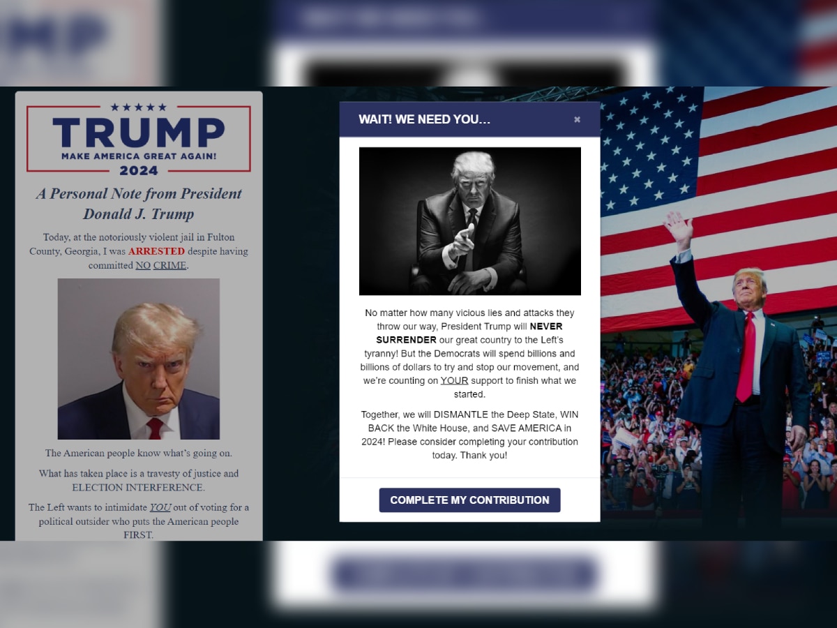 A screenshot of Trump's website.