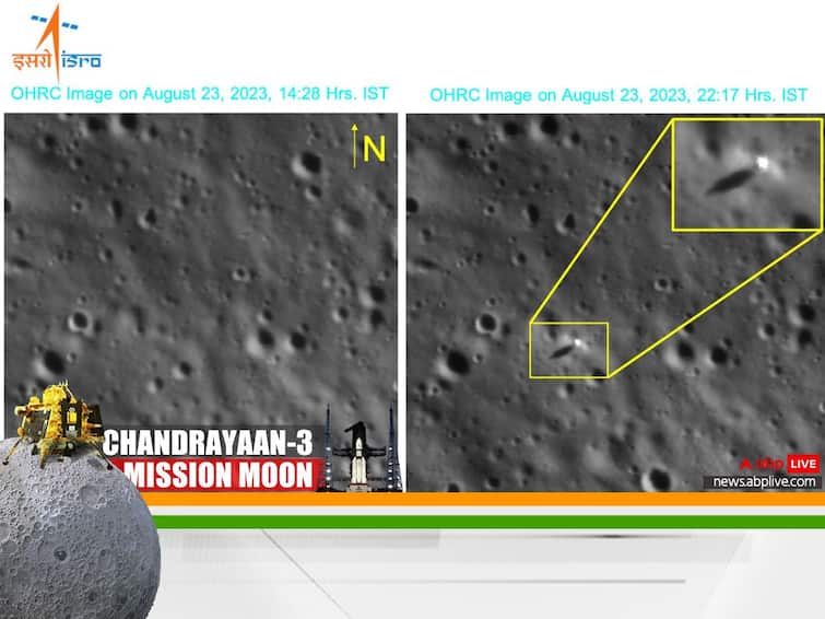 Chandrayaan 2 Orbiter High Resolution Camera Captures Chandrayaan 3 On Moon Landing Spot ISRO Shares Images Of Chandrayaan-3 Captured By Chandrayaan-2's Orbiter, Then Deletes Post