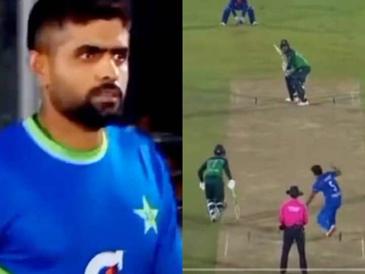 Shadab Khan run out at the non striker end Pakistan Skipper Babar Azam Getting Angry Video Goes Viral Pakistan vs Afghanistan 2nd ODI PAK vs AFG: शादाब खान हुए मांकडिंग का शिकार, मैच के बाद बाबर आजम का गुस्सा हुआ वायरल, देखें वीडियो