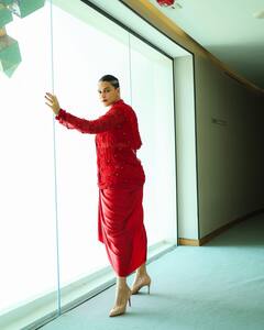 Neha Dhupia Glams Up In A Bright Red Outfit