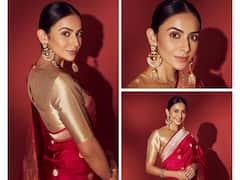 Rakul Preet Singh Exudes Royalty In Maroon And Gold
