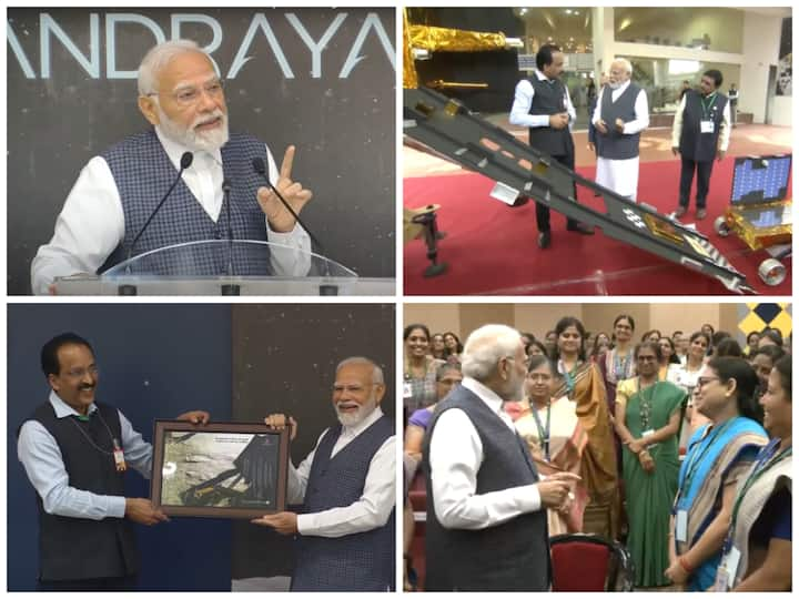 Prime Minister Narendra Modi interacted with ISRO scientists at the headquarters in Bengaluru during his visit. He congratulated the scientists involved in the Chandrayaan-3 mission.