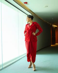 Neha Dhupia Glams Up In A Bright Red Outfit