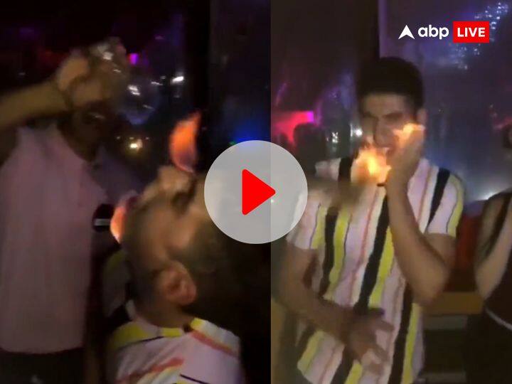 Man face on fire due to drink Fire shot alcohol video viral on social ...