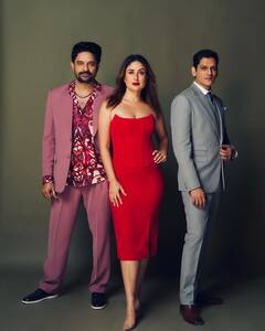 Kareena Kapoor Dons A Red Corset Dress; Poses Alongside Vijay Varma And Jaideep Ahlawat