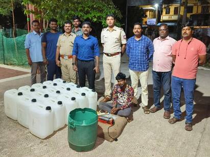Villupuram dist Marakkanam Dealer arrested for selling fake liquor TN மரக்காணத்தில் மீண்டும் தலைதூக்கிய கள்ளச் சாராயம் பிரபல சாராய வியாபாரியை தட்டிதூக்கிய போலீஸ்