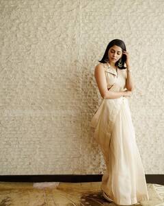 Aishwarya Lekshmi Looks Ethereal In A Beige Saree For 'King Of Kotha' Promotions | SEE PICS