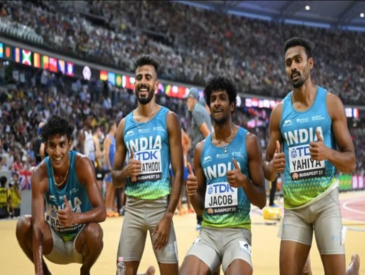 World Athletics Championships 2023 India mens 4 x 400m relay team finishes in fifth place World Athletics Championships 2023 : 4x400 मी रिलेमध्ये भारतीय पुरुष संघ पाचव्या स्थानावर