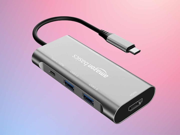 Amazon Basics USB-C 7-In-1 Hub (Rs 1,699)- This comes with a 4K HDMI output port, SD and TF card readers, two USB ports, one USB Type-C port, and even one PD port. (Image Credit: Amazon)