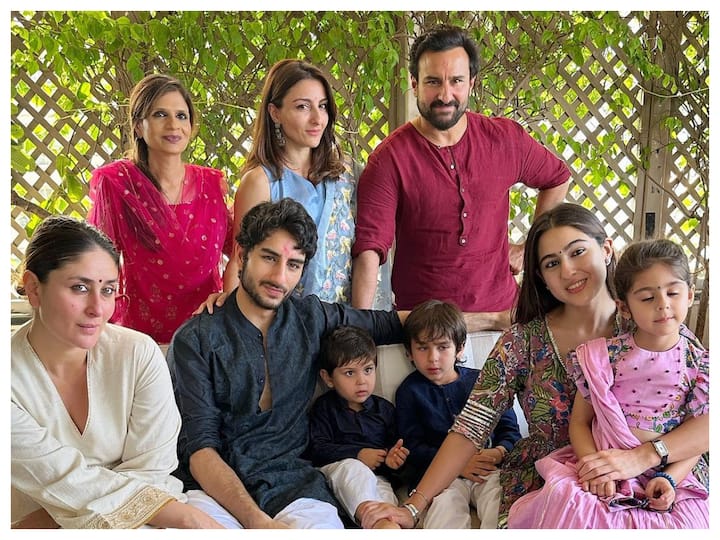 Saif Ali Khan, Soha Ali Khan, Sara Ali Khan, Kareena Kapoor, and their family celebrated Raksha Bandhan together at Saif-Kareena's house.