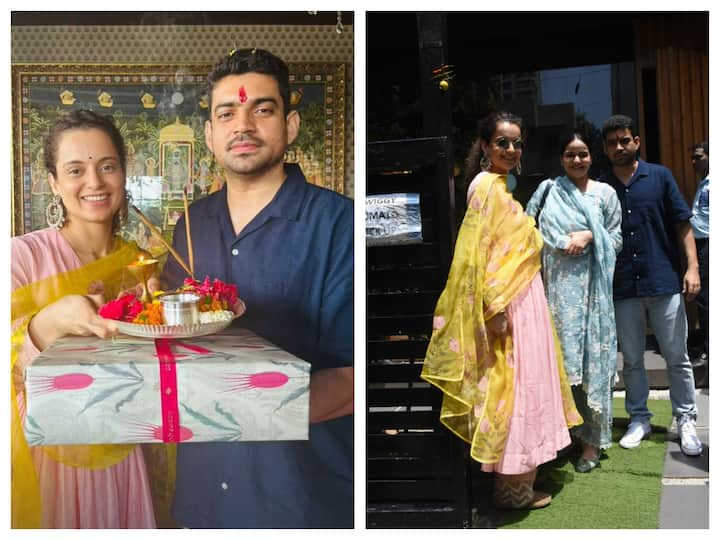 Kangana Ranaut celebrated Rakshabandhan with her brother Akshat and sister-in-law Ritu Ranaut. The actor posted pictures on Instagram.