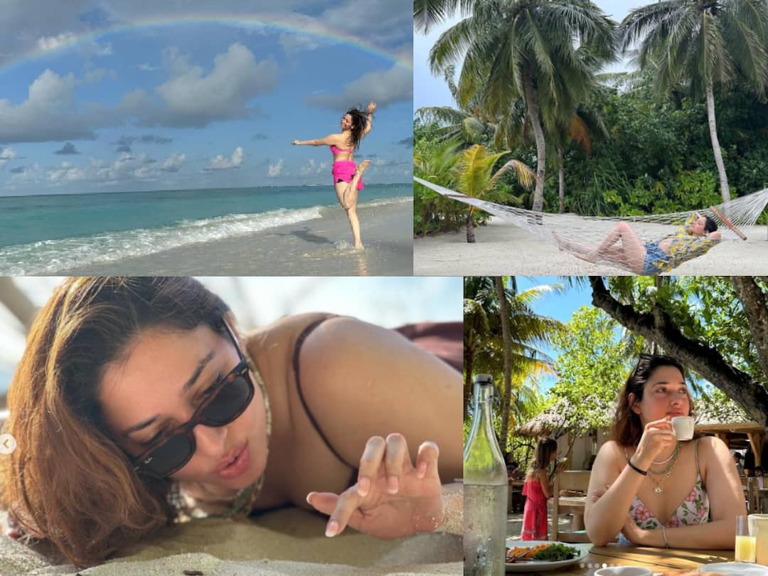 Tamannaah Bhatia drops some gorgeous photos from her Maldives holiday probably clicked by Vijay Varma மாலத்தீவில் விஜய்யுடன் தமன்னா...வெளியான புகைப்படங்களால் ஷாக் ஆன ரசிகர்கள்..!