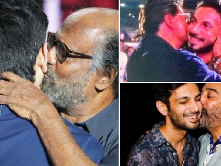 Kamal Rajini Shah Rukh Khan kissed Anirudh for his rock music Aniruth: கமல், ரஜினி, ஷாருக்கான் முத்த மழையில் நனையும் அனிருத்... காரணம் ஒன்னு தான்..!