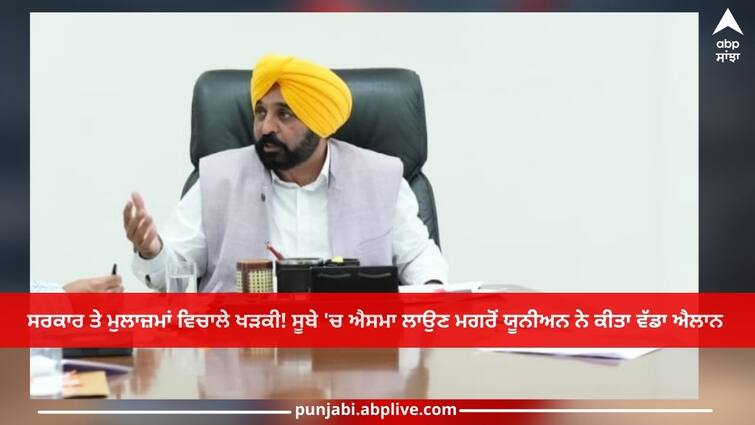 Punjab News: Clash between government and employees! Union made big announcement after installing ESMA in state Punjab News: ਸਰਕਾਰ ਤੇ ਮੁਲਾਜ਼ਮਾਂ ਵਿਚਾਲੇ ਖੜਕੀ! ਸੂਬੇ 'ਚ ਐਸਮਾ ਲਾਉਣ ਮਗਰੋਂ ਯੂਨੀਅਨ ਨੇ ਕੀਤਾ ਵੱਡਾ ਐਲਾਨ