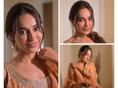 Surbhi Jyoti Looks Elegant In A Light Orange Salwar Suit