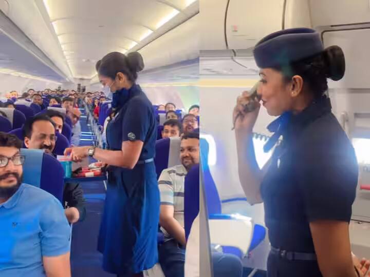 chandrayaan 3 moon mission indigo air hostess greets isro chief s somanath video viral Chandrayaan-3 ਨੂੰ ਸਫਲ ਬਣਾਉਣ ਵਾਲੇ ਇਸਰੋ ਚੀਫ ਦਾ ਫਲਾਈਟ 'ਚ ਸ਼ਾਨਦਾਰ ਸਵਾਗਤ, ਦੇਖੋ ਵੀਡੀਓ