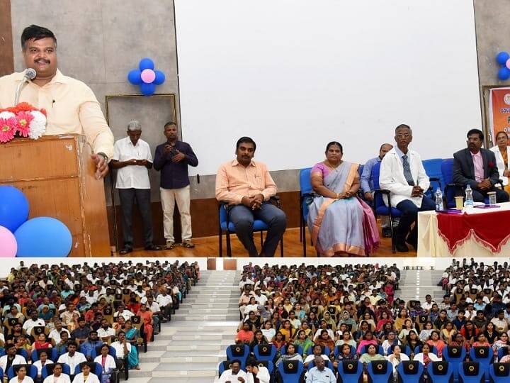 Welcome program for new students in the first year MBBS 2023-2024 academic year in karur TNN தலைசிறந்த மருத்துவராக வர வேண்டும் - புதிய மாணவர்களுக்கு கரூர் ஆட்சியர் அறிவுரை