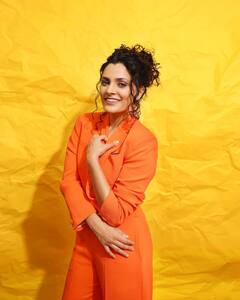Saiyami Kher Poses In An Orange Pantsuit
