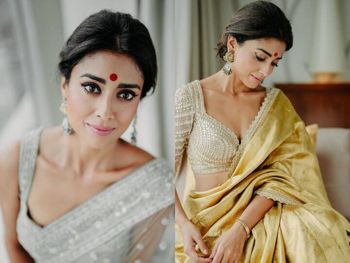 Shriya Saran Photos : தங்க நிற சேலை அணிந்து போட்டோஷூட் செய்த ஸ்ரேயா சரணின் லேட்டஸ்ட் புகைப்படங்களை இங்கு காணலாம்.