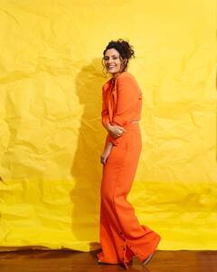 Saiyami Kher Poses In An Orange Pantsuit