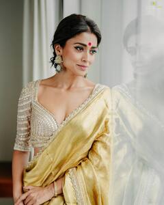 Shriya Saran Looks Ethereal In Gold And Silver Saree - SEE PICS