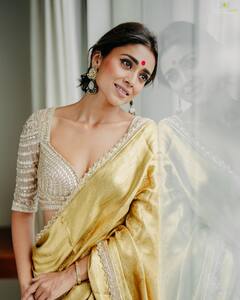 Shriya Saran Looks Ethereal In Gold And Silver Saree - SEE PICS