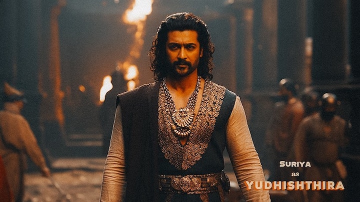 National award winner Suriya as Yudhishthira, the eldest of the Pandavas.