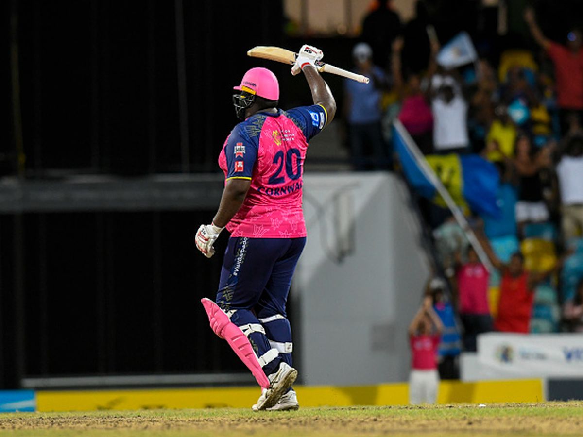 Rahkeem Cornwall Bat Drop Celebration After 45 Ball Hundred In CPL