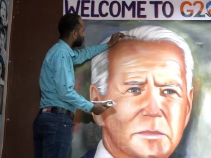 Amritsar artist made giant painting to welcome US President Joe Biden at G20 summit G20 Summit 2023: अमृतसर के कलाकार ने बनाई अमेरिकी राष्ट्रपति जो बाइडन की तस्वीर, व्हाइट हाउस में लगाने की जताई इच्छा