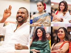 Chandramuki 2 Trailer photos : ட்ரெய்லர் வெளியீட்டு விழாவில் ஜொலித்த சந்திரமுகி 2 ஹீரோயின்ஸ்!