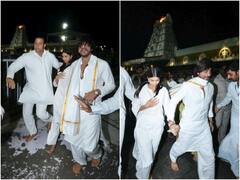 Jawan Release: कुर्ता-पजामा के साथ गले में गमछा डाल Shah Rukh Khan पहुंचे Tirupati मंदिर, बेटी Suhana Khan के साथ लिया आशीर्वाद, देखें पहली तस्वीरें
