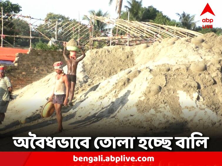 'Sand is lifted during low tide', illegal work starts again at Ganges ghats North 24 Parganas: 'ভাটার সময় তোলা হয় বালি,' ফের অবৈধ কারবার শুরু গঙ্গার ঘাটে
