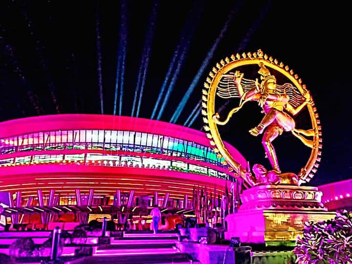 The grand Bharat Mandapam in Delhi, which will be hosting the G20 Summit, showcases the awe-inspiring world's tallest Nataraja statue. (Source: PTI)