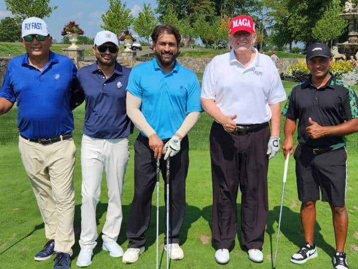 MS Dhoni Invited By Former US President Donald Trump For A Golf Game MS Dhoni: अमेरिका में भी दिखी धोनी की दीवानगी, माही ने डोनाल्ड ट्रम्प की मेजबानी में खेला गोल्फ