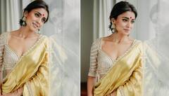 Shriya Saran: ਗੋਲਡਨ ਸਾੜ੍ਹੀ ਪਾ ਕੇ ਸ਼੍ਰਿਯਾ ਸਰਨ ਦਿਖੀ ਬੇਹੱਦ ਖੂਬਸੂਰਤ, ਸਟਾਈਲਿਸ਼ ਬਲਾਊਜ਼ 'ਤੇ ਟਿੱਕੀਆਂ ਪ੍ਰਸ਼ੰਸਕਾਂ ਦੀਆਂ ਨਜ਼ਰਾਂ