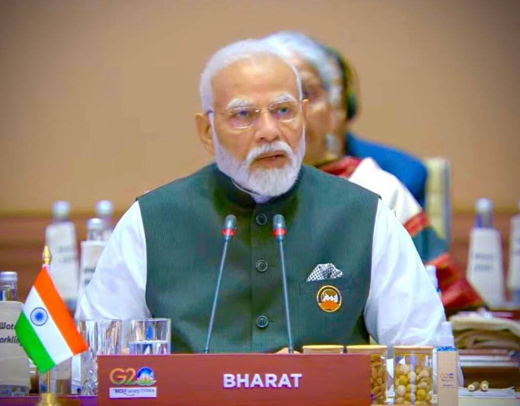G-20 Summit 2023 India During PM Modi's address at G-20, BHARAT was seen written on the nameplate G-20 Summit 2023 India: G-20મા PM મોદીની નેમપ્લેટમાં લખવામાં આવ્યું ‘ભારત’, શું વડાપ્રધાને આપ્યા બદલાવના સંકેત?