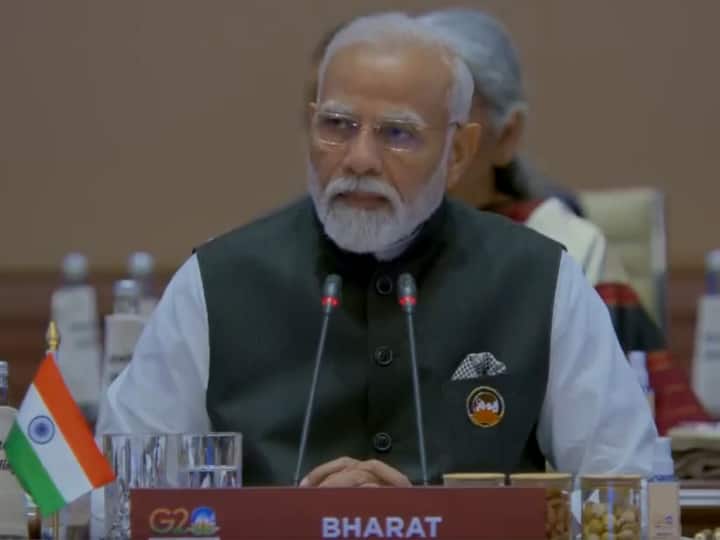 G20 Summit in Delhi PM Modi says idea of sabka saath sabka vikas sabka vishwas sabka prayas can guide the world as first session begins G20 Summit: G20 मध्ये आफ्रिकन युनियनचाही समावेश; पंतप्रधान मोदींकडून 'सबका साथ सबका विकास'चा नारा