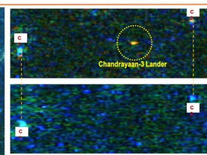 ISRO shares Chandrayaan 3 Lander Image taken by Chandrayaan 2 Orbiter Chandrayaan-3: चंद्रयान-2 के ऑर्बिटर से ली गई विक्रम लैंडर की तस्वीर, कैमरे में कैद हुआ रात के अंधेरे में खूबसूरत नजारा