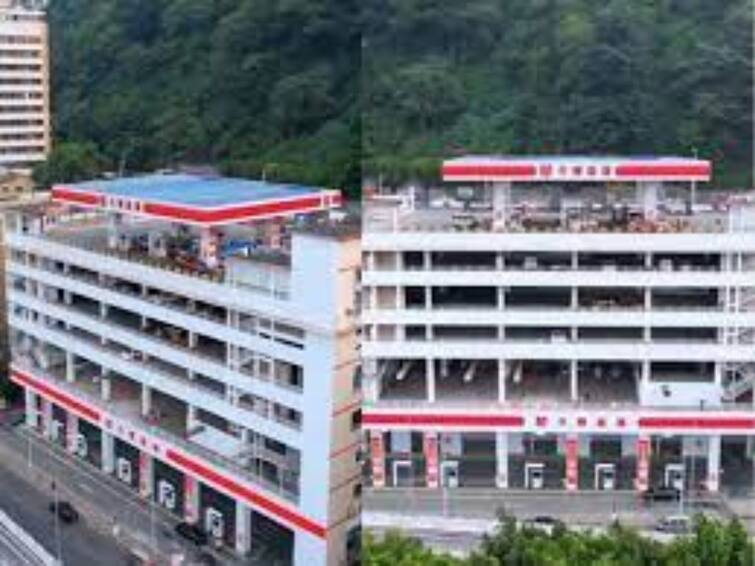 Viral Video marathi news china built petrol pump on fifth floor of building  Viral Video : ....आणि पठ्ठ्याने चक्क इमारतीच्या पाचव्या मजल्यावर बांधला 'पेट्रोल पंप'! काय आहे व्हायरल व्हिडीओचे सत्य? जाणून घ्या 