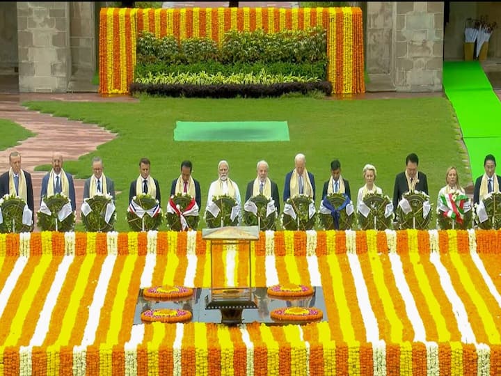 On the concluding day of the G20 Summit, Prime Minister Narendra Modi and the G20 delegates paid their respects at Mahatma Gandhi's memorial, Rajghat.