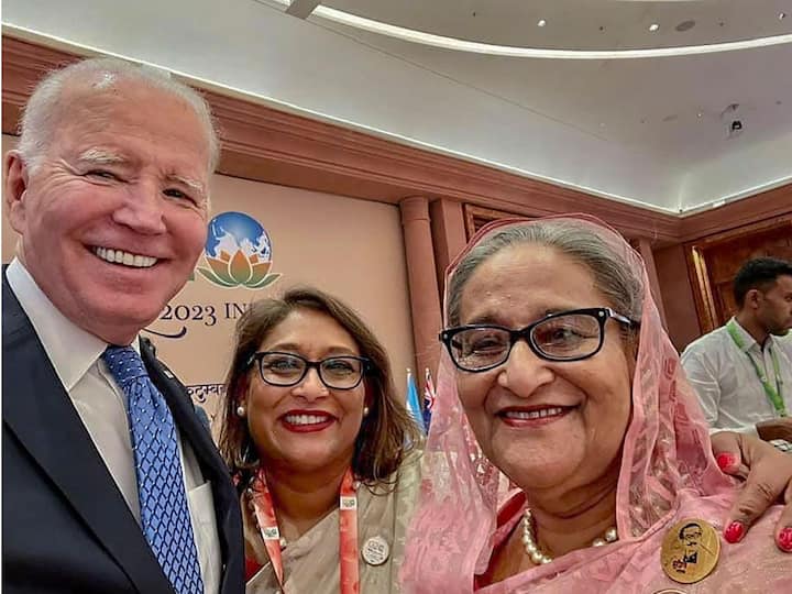 During the G20 Summit, President Joe Biden, joined by Bangladesh Prime Minister Sheikh Hasina and her daughter Saima Wazed, shared a moment of camaraderie by taking a selfie.