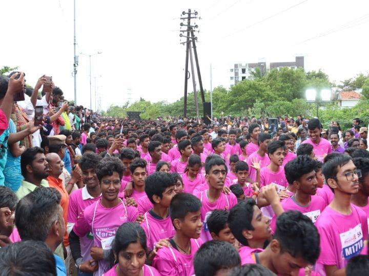 திருச்சியில் உடல் உறுப்பு தானம் குறித்த விழிப்புணர்வு மாரத்தான் போட்டி -  7000 பேர் பங்கேற்பு