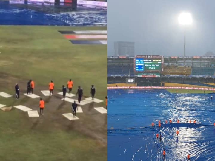बारिश रुकने के बाद स्पंज से सुखाया गया मैदान, भारत-पाकिस्तान मैच पर फैंस ने दिया रिएक्शन