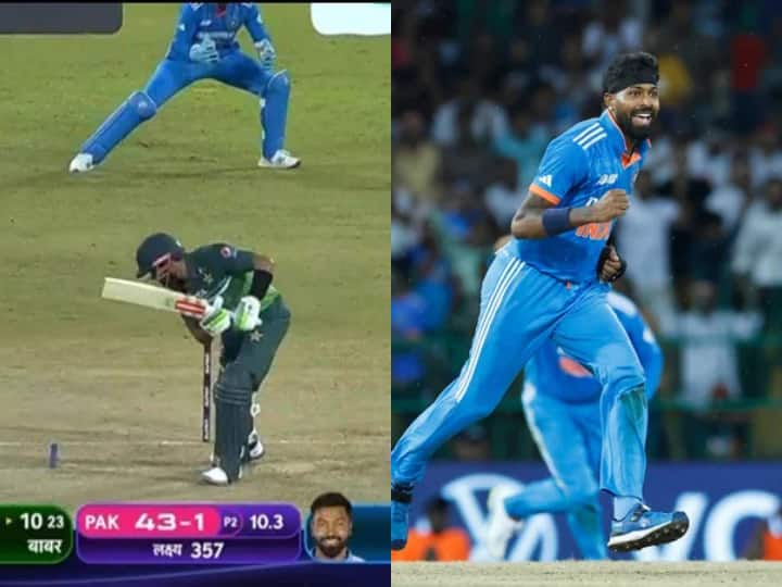 Hardik Pandya to get Pakistani captain Babar Azam IND vs PAK Asia Cup 2023 Latest Sports News Watch: हार्दिक की आग उगलती गेंद पर बोल्ड हुए बाबर आज़म, वीडियो में देखिए कैसे पांड्या ने पाक कप्तान के उड़ाए होश