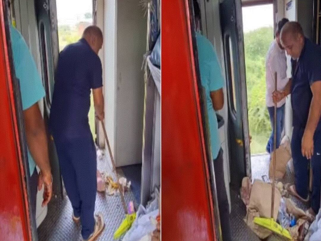 Train Cleaning Staff Throws Garbage On Tracks, Railways Promises Action After Video Goes Viral Train Cleaning Staff Throws Garbage On Tracks Railways Promises Action After Video Goes Viral Train Cleaning Staff Throws Garbage On Tracks, Railways Promises Action After Video Goes Viral