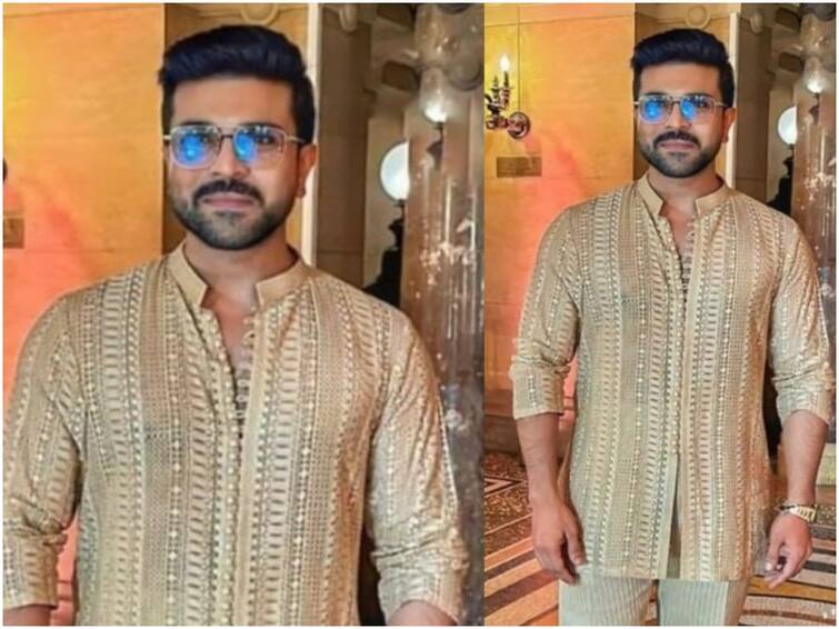 Ram Charan looks suave in an ethnic outfit as he attends wedding with wifey Upasana Kamineni in Paris Ram Charan : పారిస్‌లో రామ్ చరణ్ - అక్కడికి ఎందుకు వెళ్ళారంటే?