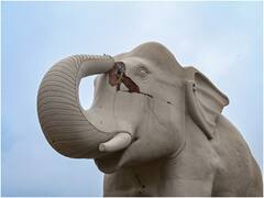 Lucknow Weather News: लखनऊ में मौसम का असर, अंबेडकर पार्क में मूर्ति पर गिरी आकाशीय बिजली, फर्श पर हुआ गड्ढा