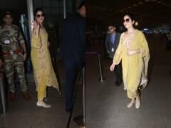 येलो फ्लोरल सूट में एयरपोर्ट पर स्पॉट हुईं Katrina Kaif, एक्ट्रेस के सिंपल लुक पर दीवाने हुए फैंस